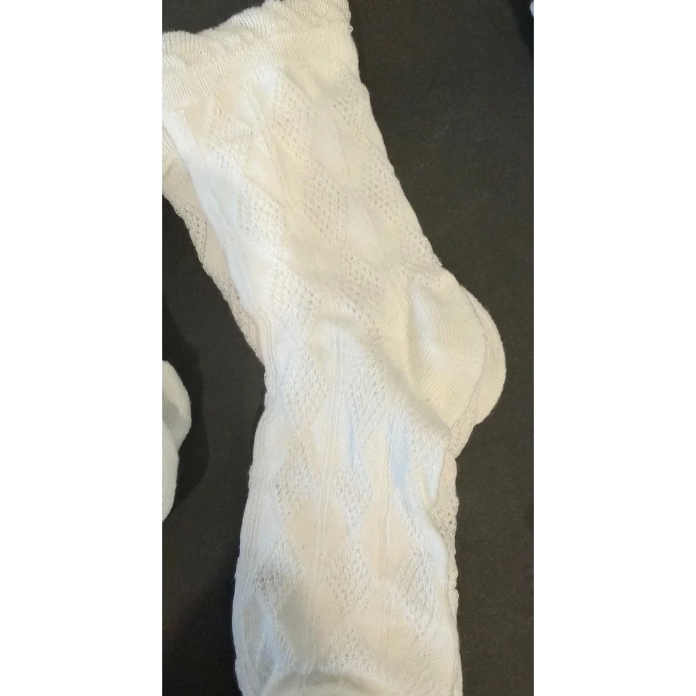 5 Pair Set  Pointelle Cottagecore Fairycore One‎ Size White Knit Crew Socks New